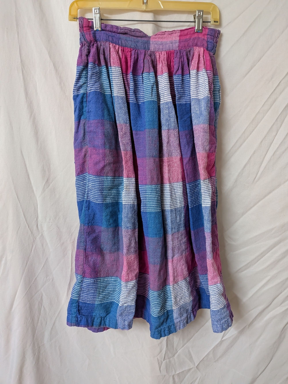 Vintage Kishi Multi-Color Plaid Midi Skirt with Pockets